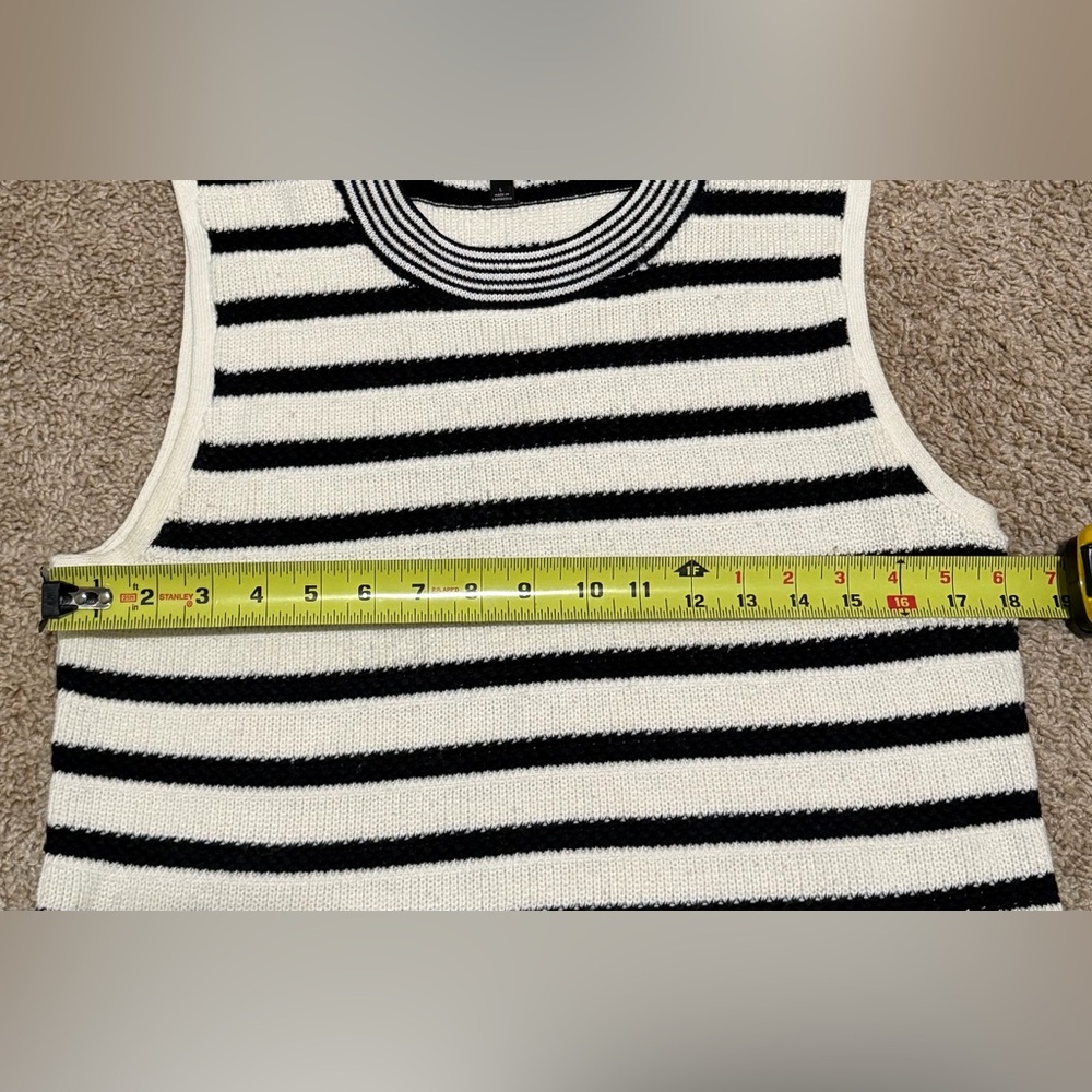 Talbots Sleeveless Top Black & White Stripes Size Large Cotton Blend Knit - Picture 4 of 6